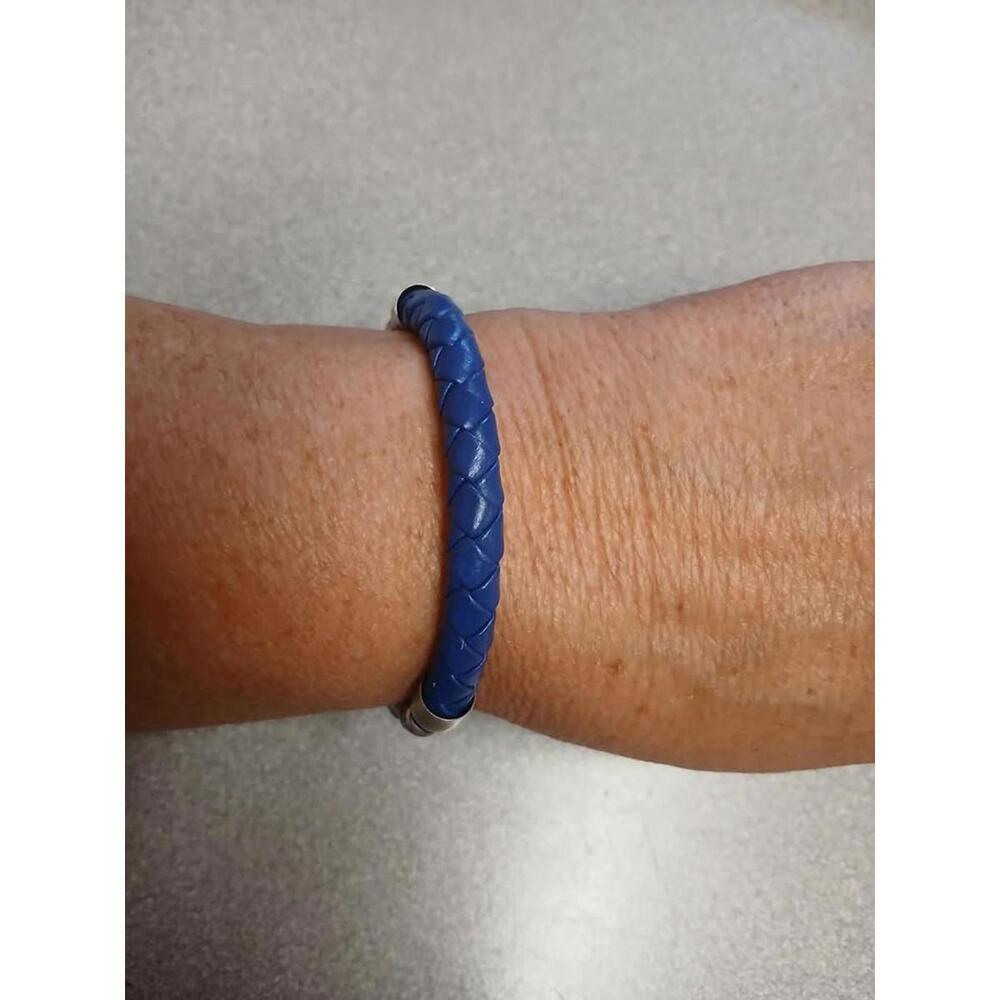 Alex and Ani Vintage 66 Blue, Silver, Wood Beads Wire Wrap Bracelet